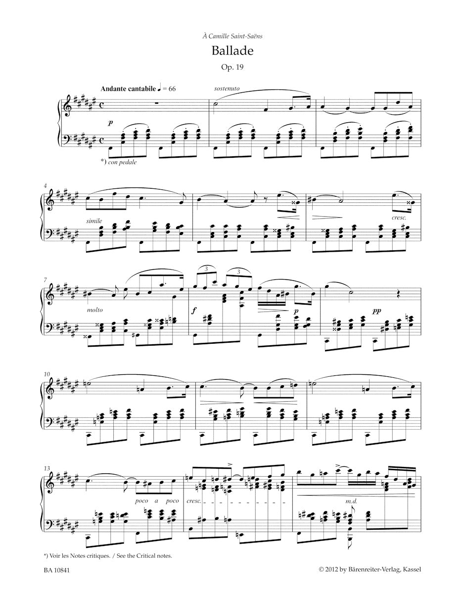 Faure Ballade Op. 19