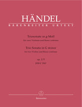 Handel Trio Sonata for Two Violins (Flutes, Descand Recorders, Oboes [Oboe, Violin]) and Bc G minor op. 2/5 HWV 390a