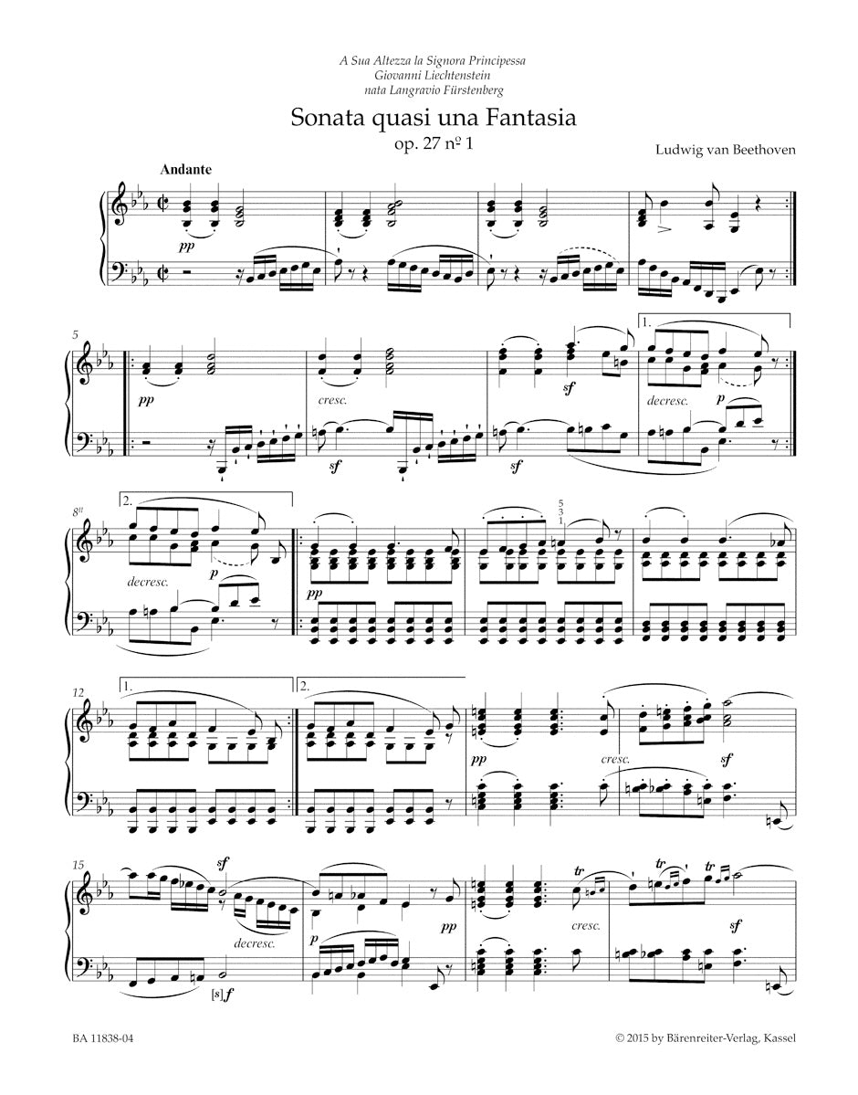 Beethoven Sonata quasi una Fantasia for Pianoforte in E-flat major op. 27 no. 1 / Sonata quasi una Fantasia for Pianoforte in C-sharp minor op. 27 no. 2 "Moonlight Sonata" (Discontinued))