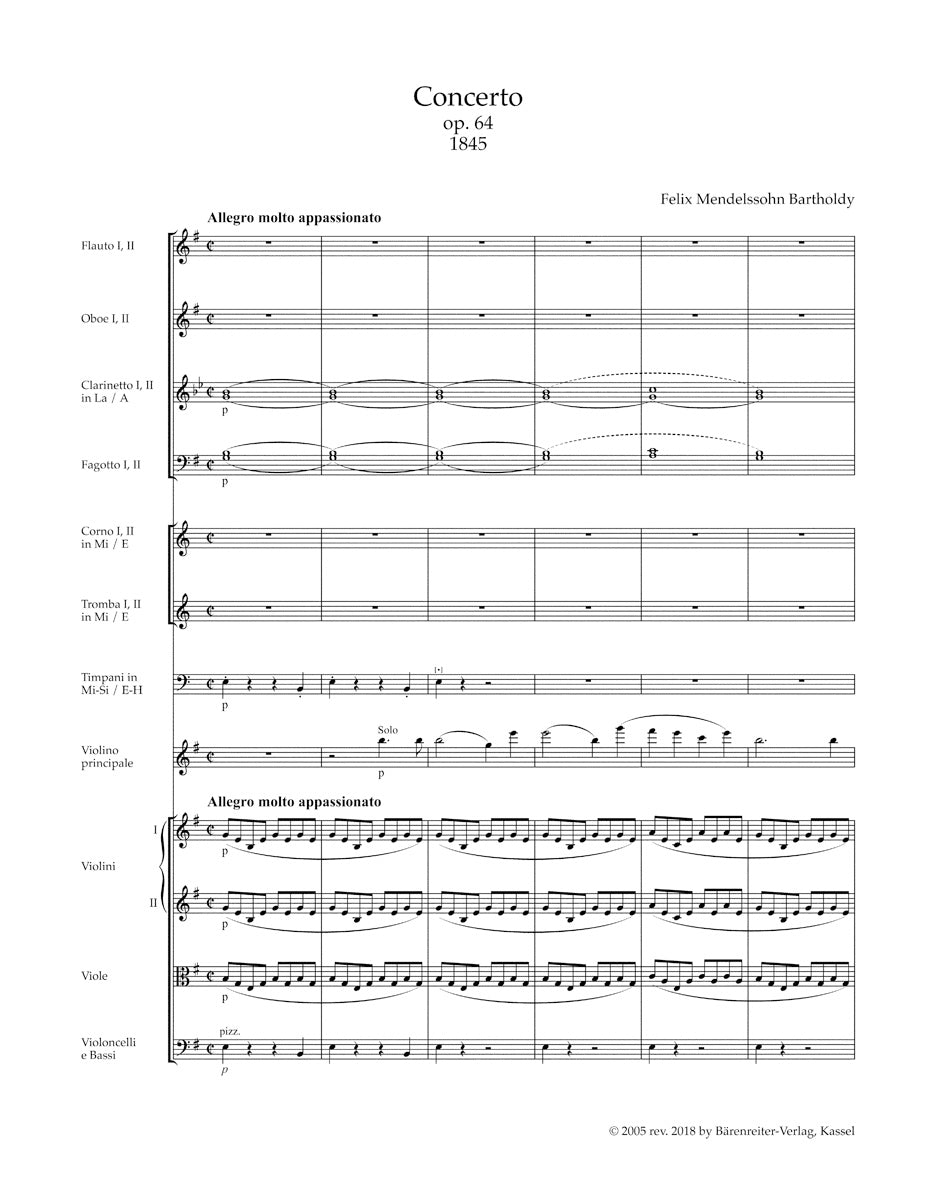 Mendelssohn Concerto for Violin and Orchestra E minor op. 64 (Second version 1845)