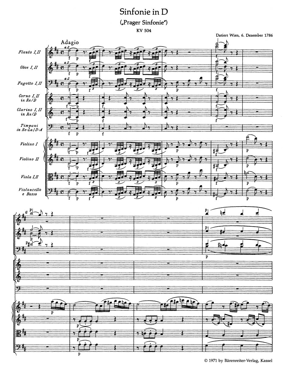 Mozart Symphony no. 38 in D major K. 504 "Prague Symphony"