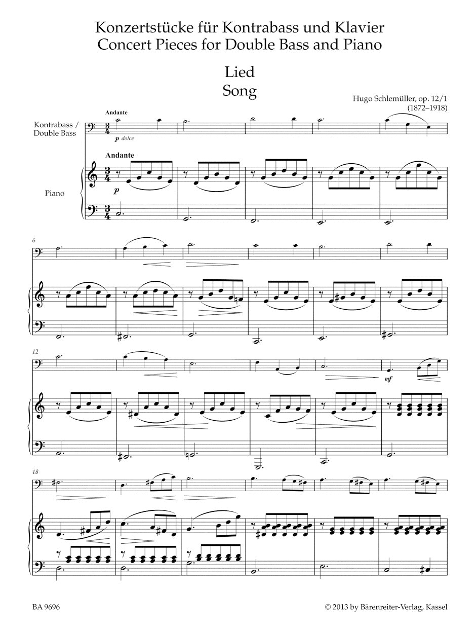 Clearance: Sassmannshaus Concert Pieces for Double Bass and Piano