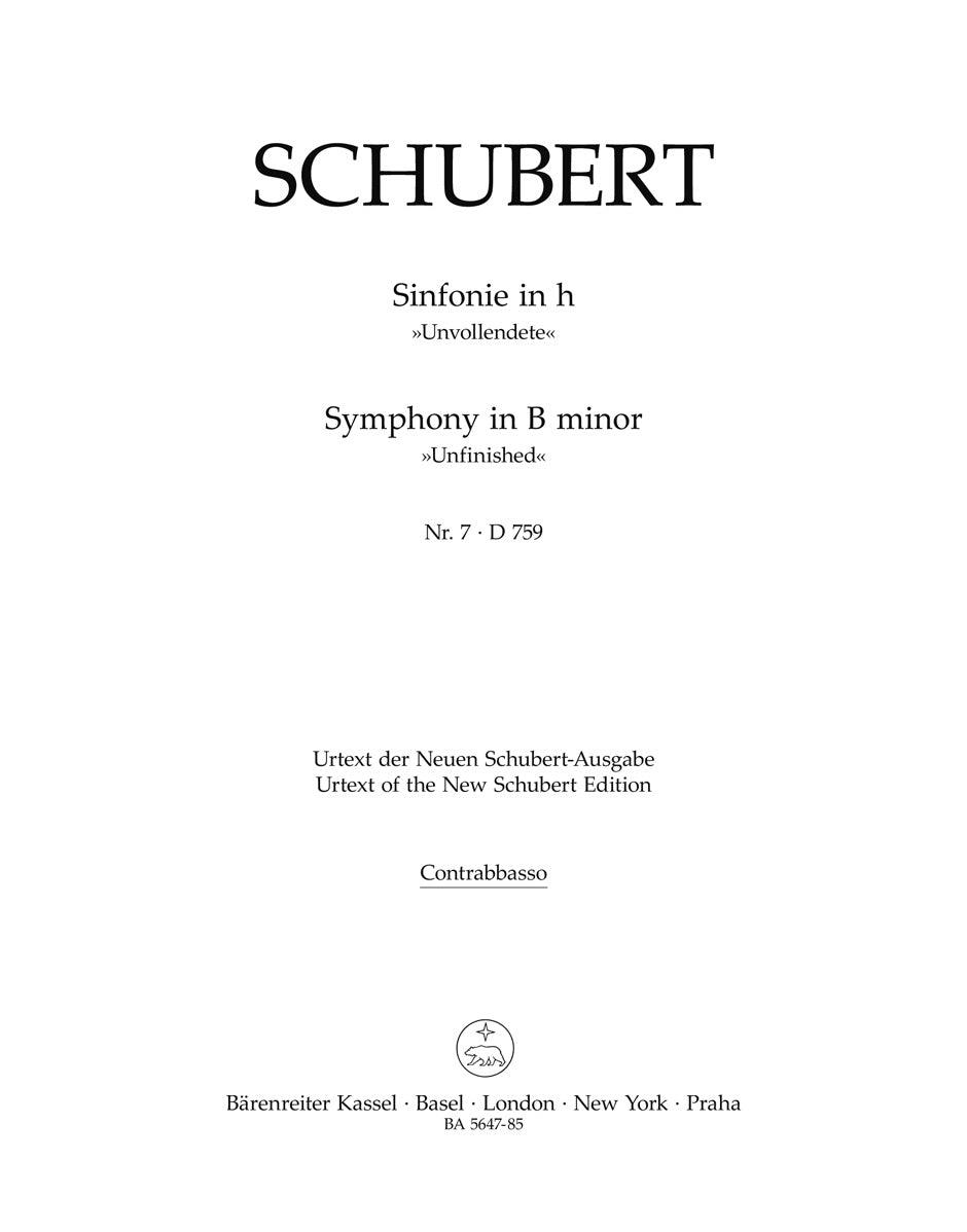 Schubert Symphony Nr. 7 B minor D 759 "Unfinished" Bass Part