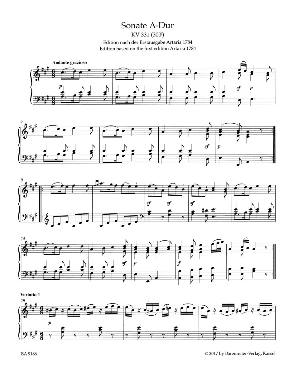 Mozart Sonata for Piano A major K. 331 (discontinued)