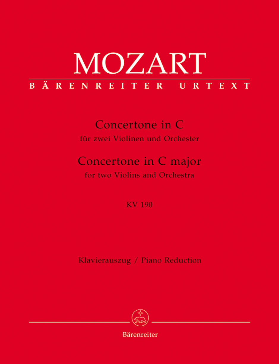 Mozart Concertone for two Violins and Orchestra C major K. 190 (166b; KV6:186 E)