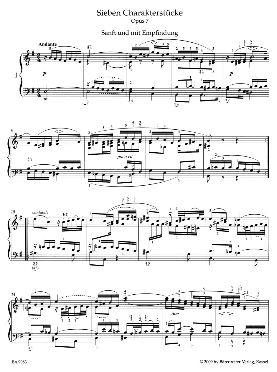 Mendelssohn Seven Character Pieces op. 7 / Six Children's Pieces op. 72