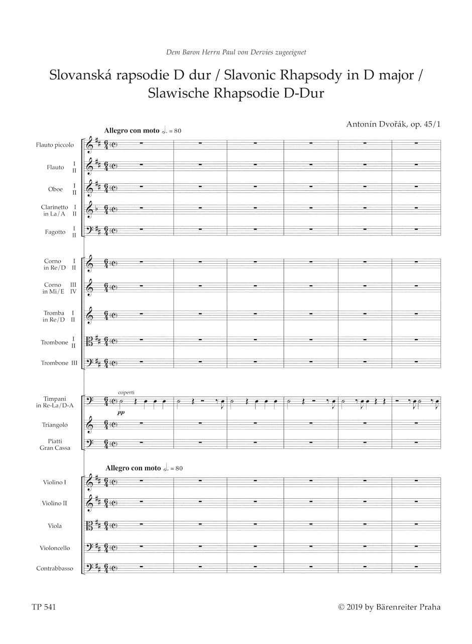 Dvorak Slavonic Rhapsody in D major Op. 45 No. 1
