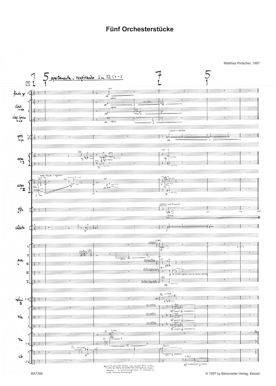 Pintscher 5 Pieces for Orchestra (1997)