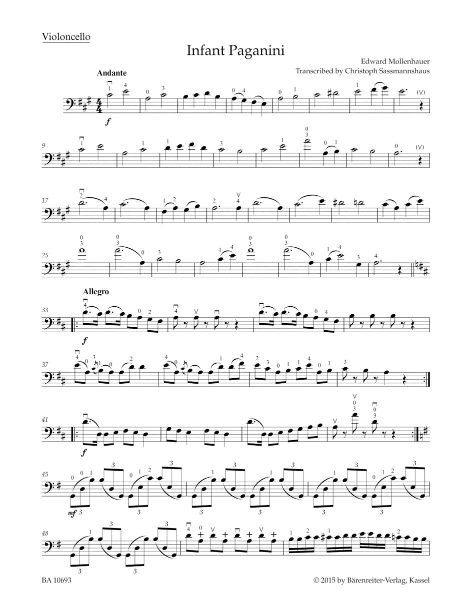 Mollenhauer The Infant Paganini -fantasie for Cello and Piano- (Transcribed for Violoncello and Piano)