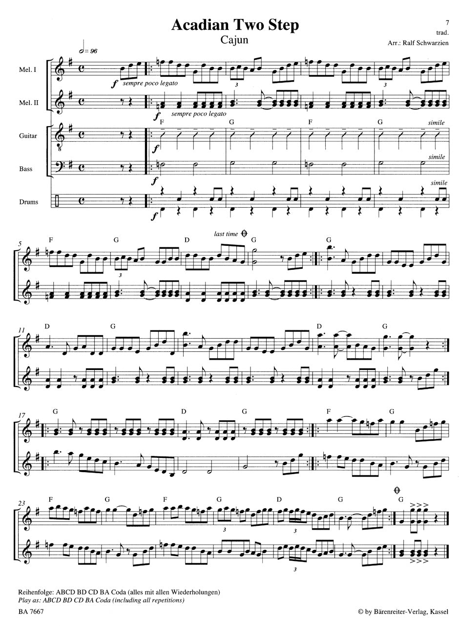 Zydeco-Cajun 15 Arrangements for Variable Instrumentation