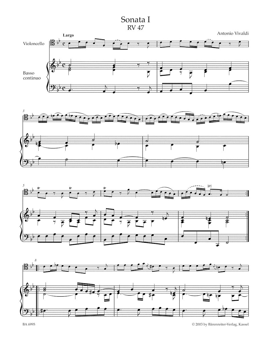 Vivaldi Complete Sonatas for Violoncello and Basso continuo RV 39-47