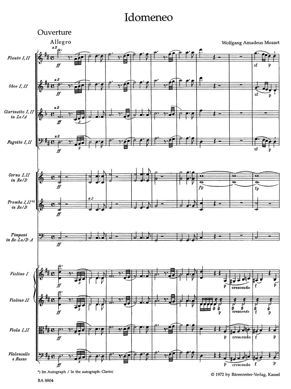 Mozart Idomeneo K. 366 -Overture-