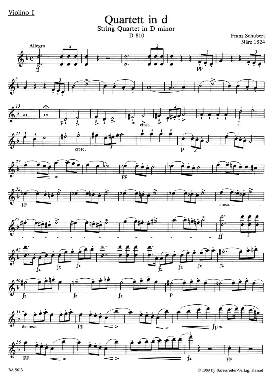 Schubert String Quartet in d minor D 810 (Death and the Maiden)