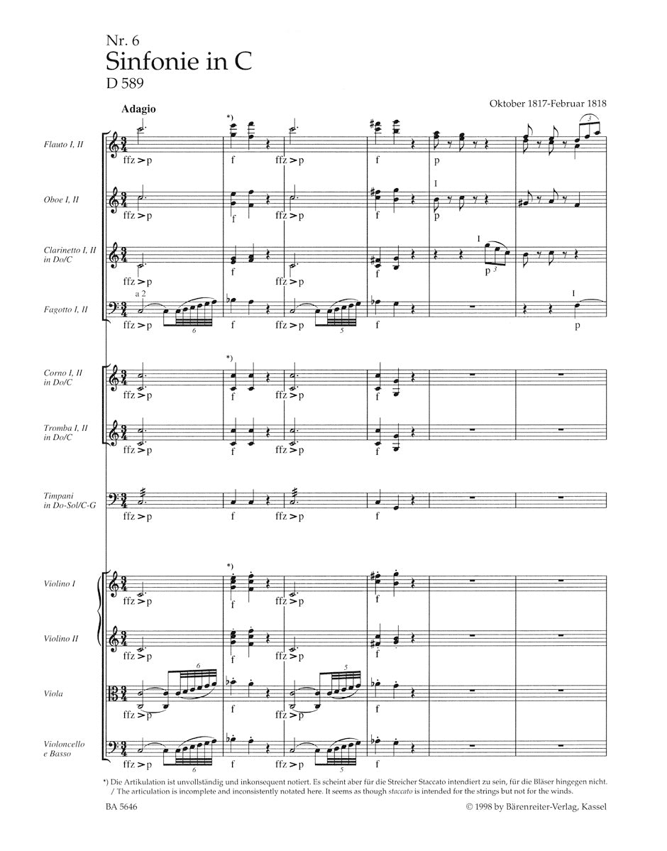 Schubert Symphony No. 6 C major D 589