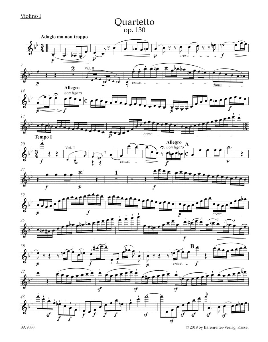 Beethoven String Quartet in B flat major Opus 130
