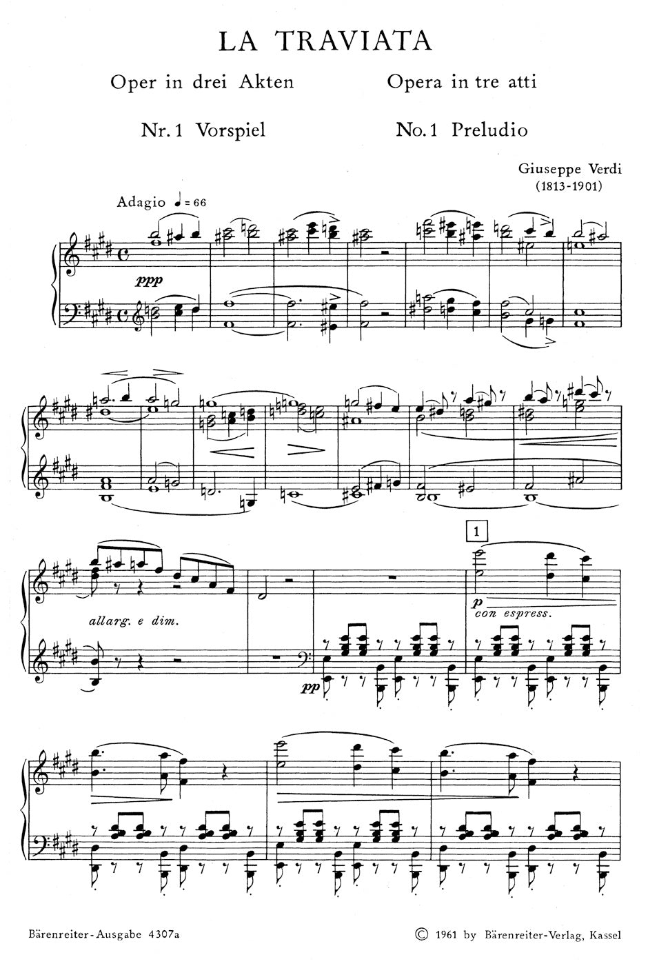 Verdi La Traviata Vocal Score German and Italian
