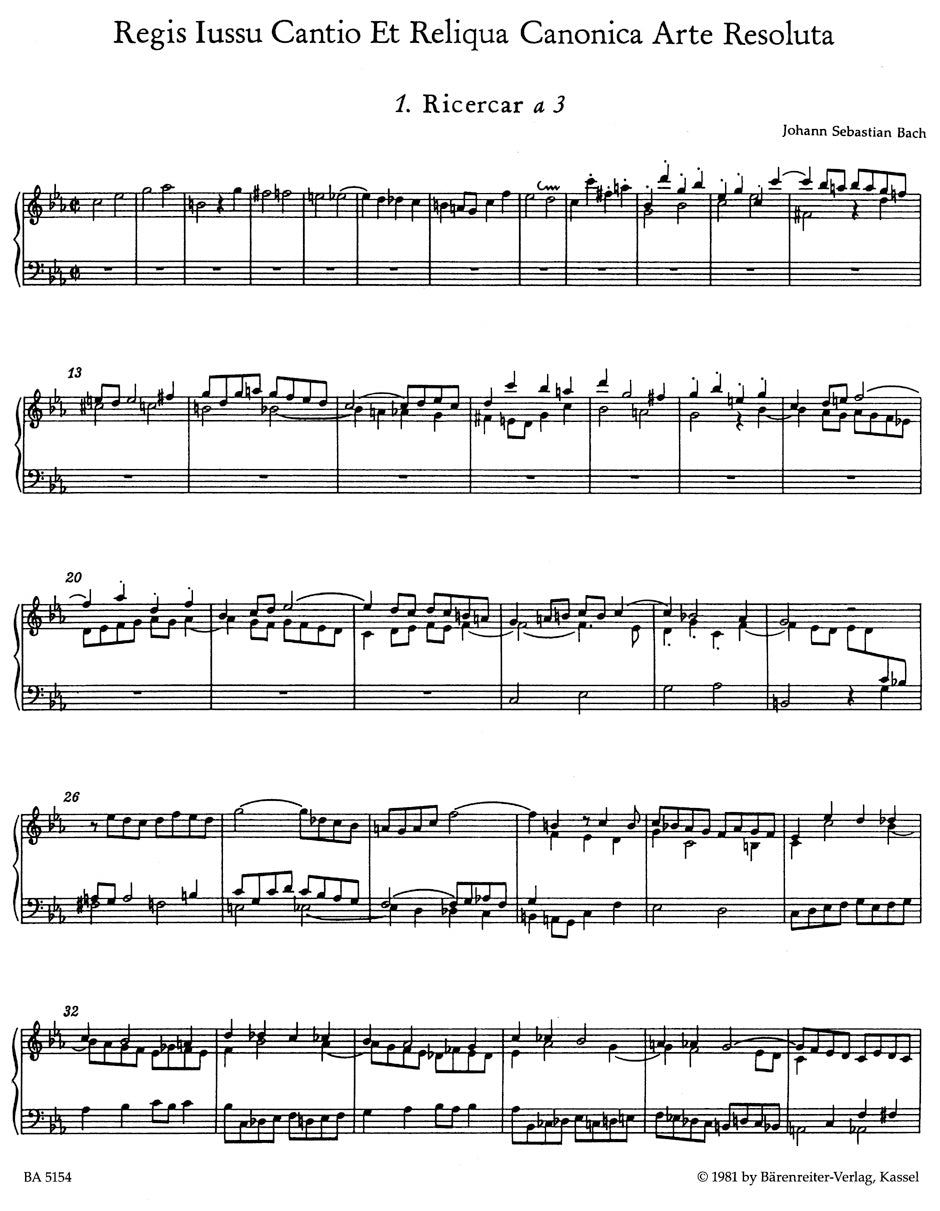 Bach Musical Offering C minor BWV 1079 -Volume 1: Ricercari for harpsichord (pianoforte)-