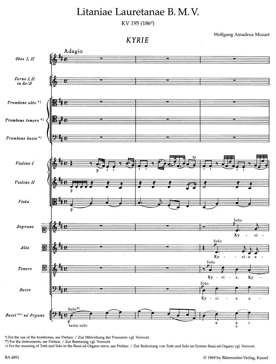 Mozart Litaniae Lauretanae B. M. V. K. 195 (186d)