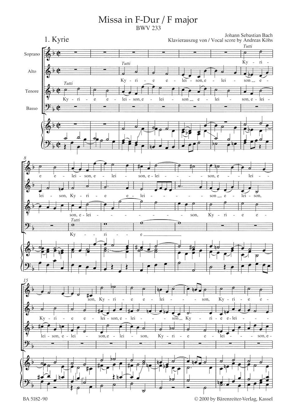 Bach Mass F major BWV 233 "Lutheran Mass 1"