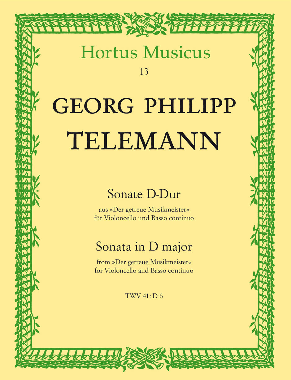 Telemann Sonata für Violoncello und Basso continuo D major TWV 41:D6 (from "Der getreue Musikmeister")