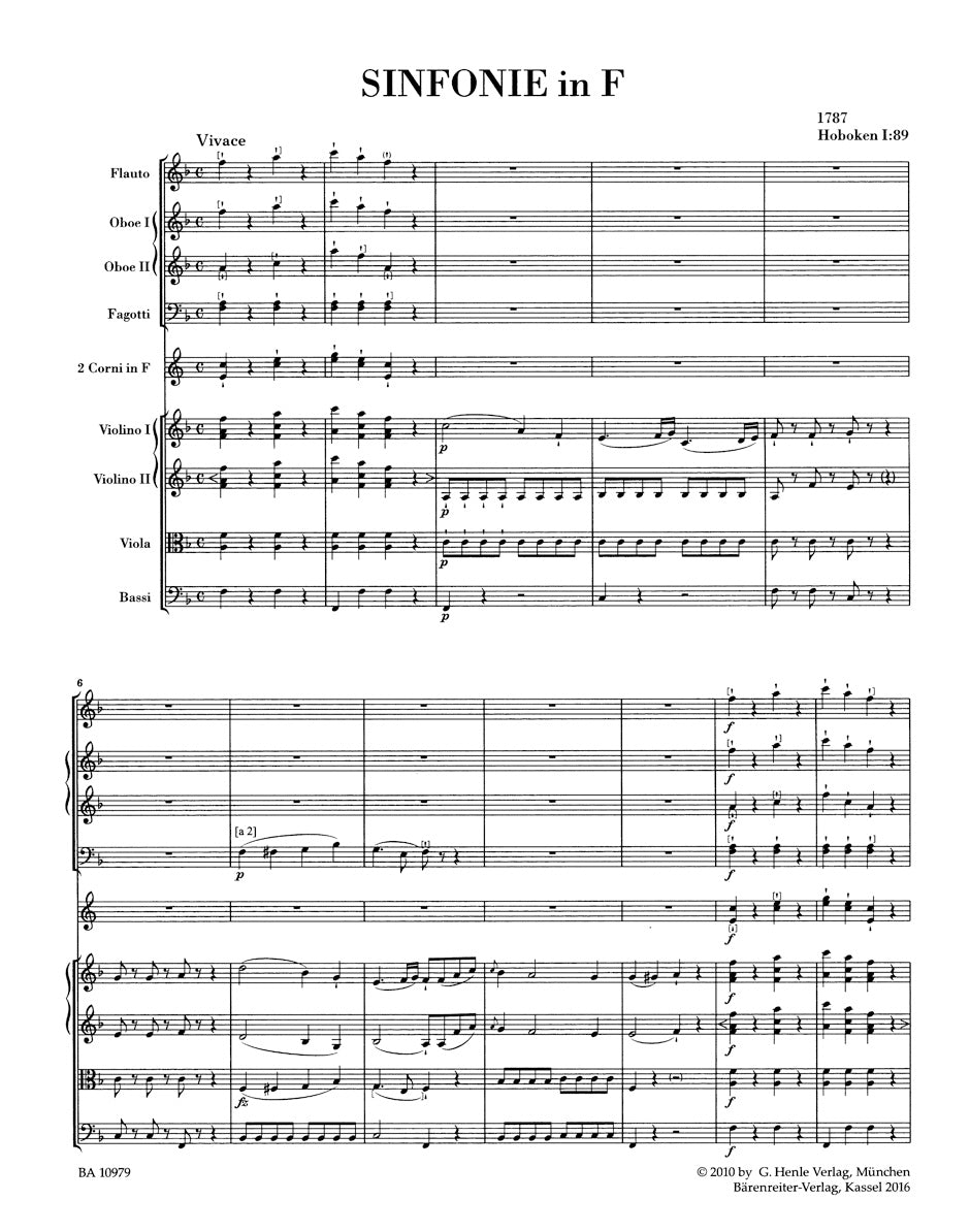 Haydn Symphony F major Hob. I:89
