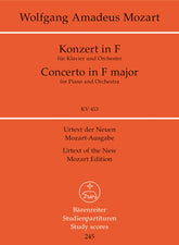 Mozart Piano Concerto F major K. 413(387a) -Concerto for Piano and Orchestra- (Study Score)