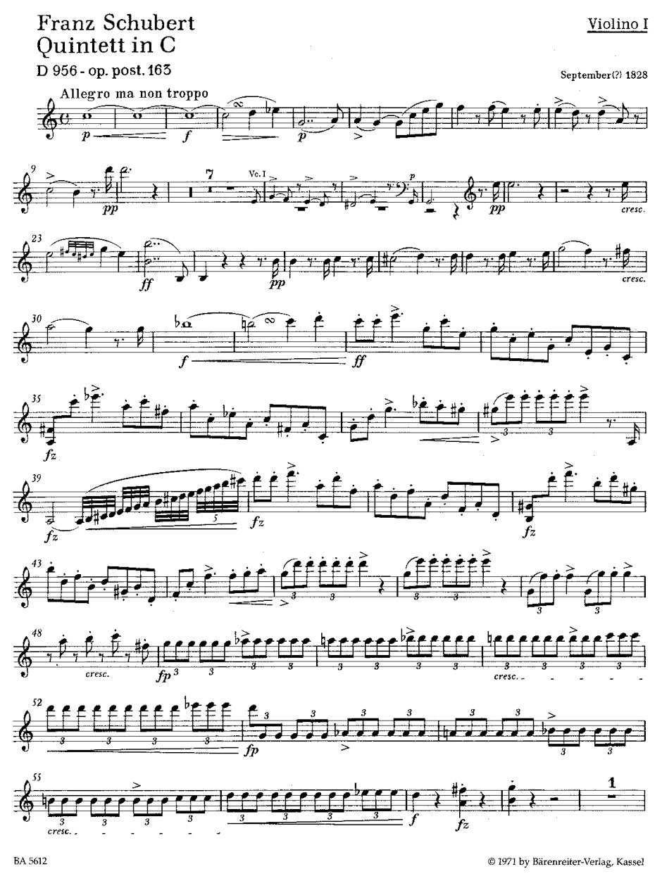 Schubert String Quintet in C major Opus Posthumous 163 D 956