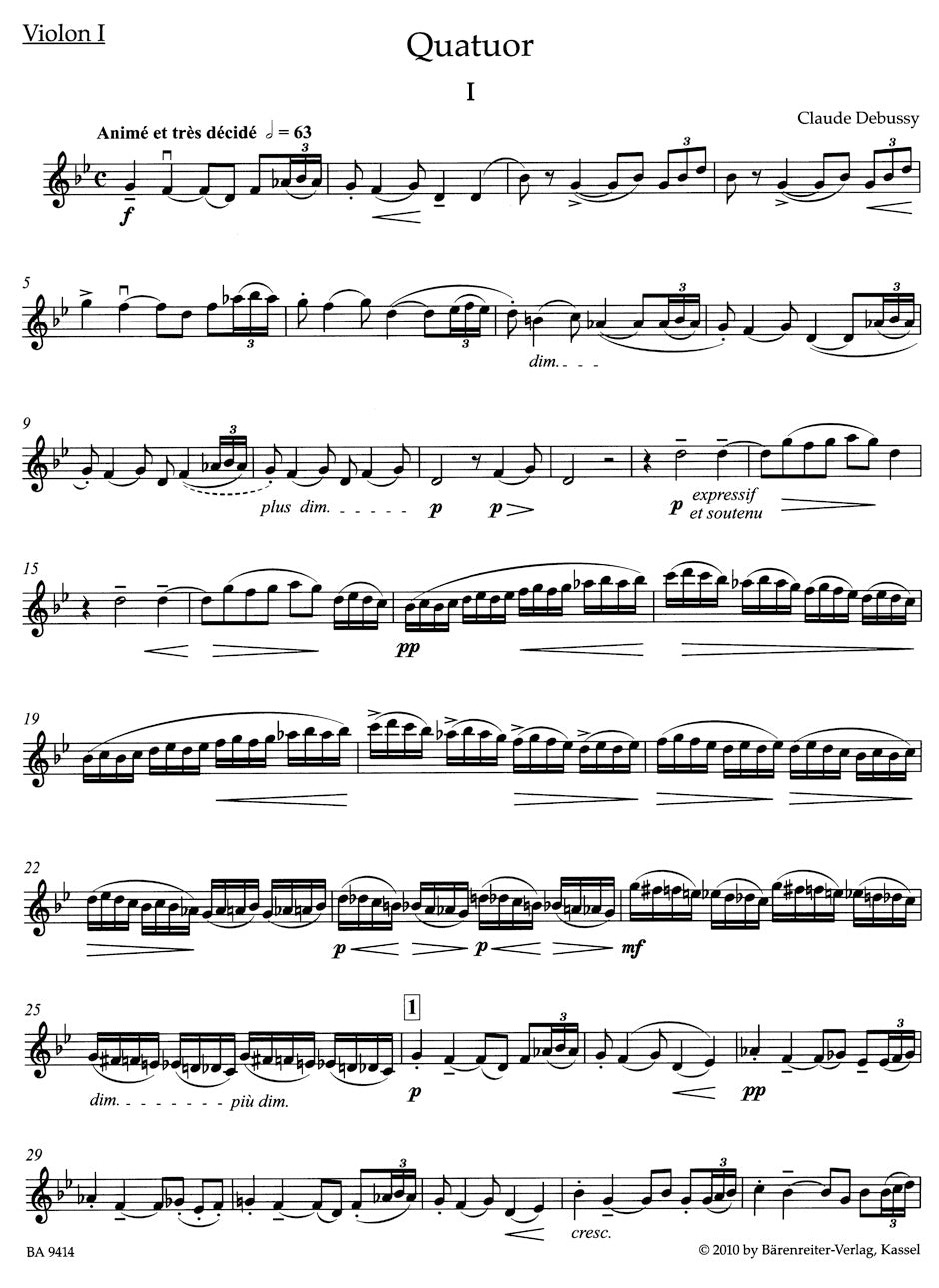 Debussy String Quartet Opus 10