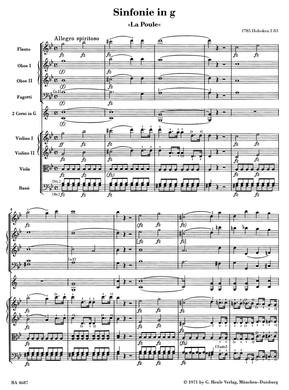 Haydn Symphony G minor Hob. I:83 "La Poule"