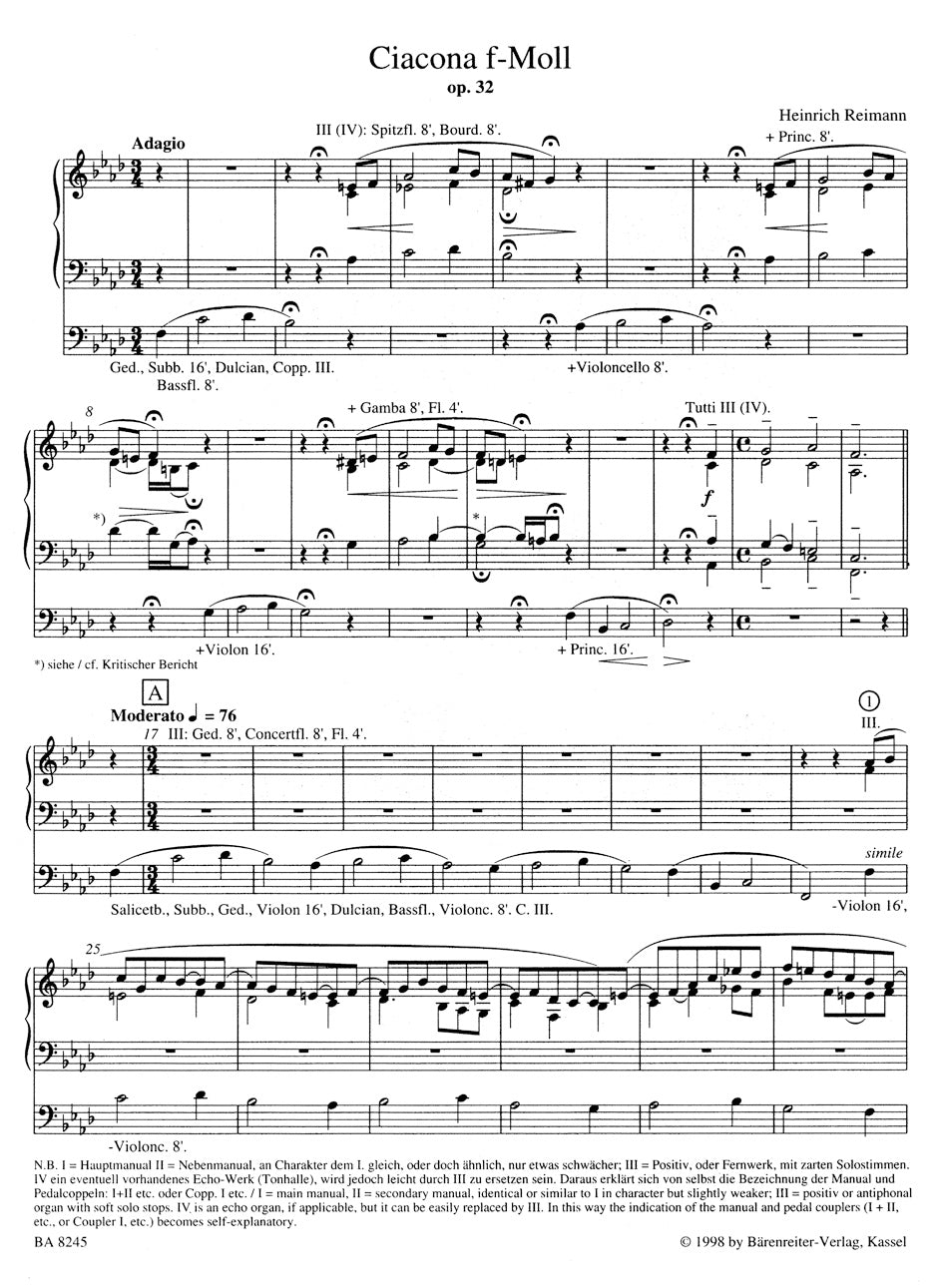Reimann Ciacona f-Moll op. 32