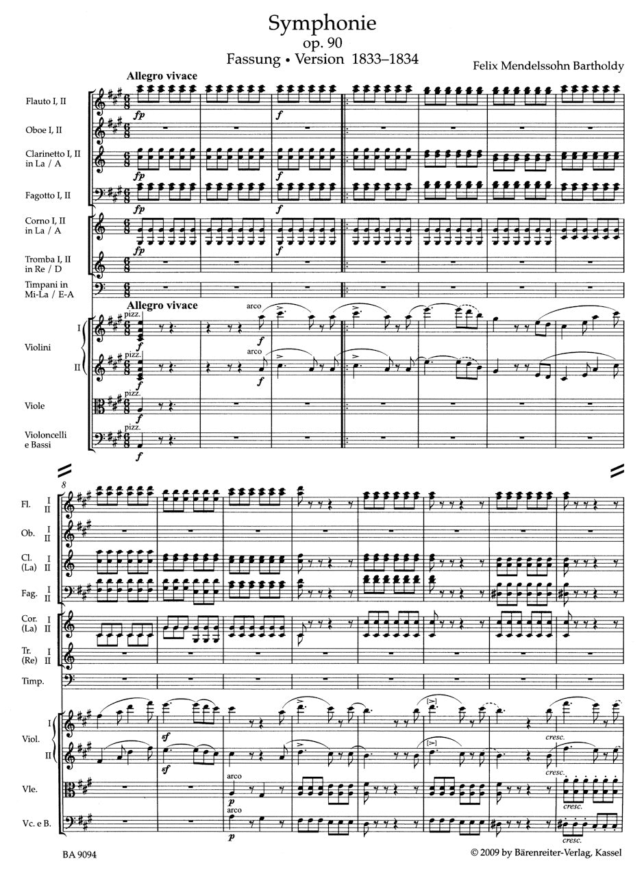 Mendelssohn Symphony A major op. 90 "Italian" (1833-1834)