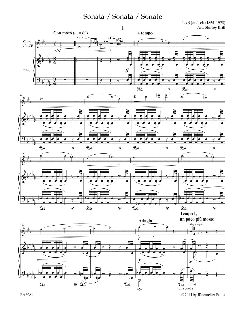 Janacek Sonata for Clarinet and Piano (after the Sonata for Violin and Piano)