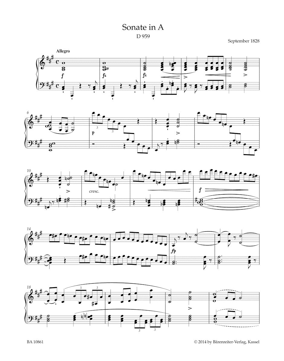 Schubert Sonata for Piano A major D 959