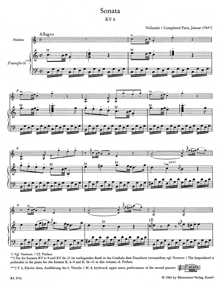 Mozart Complete Works for Violin and Piano, Volume 1 -Early Sonatas for Piano and Violin 1764-1779-