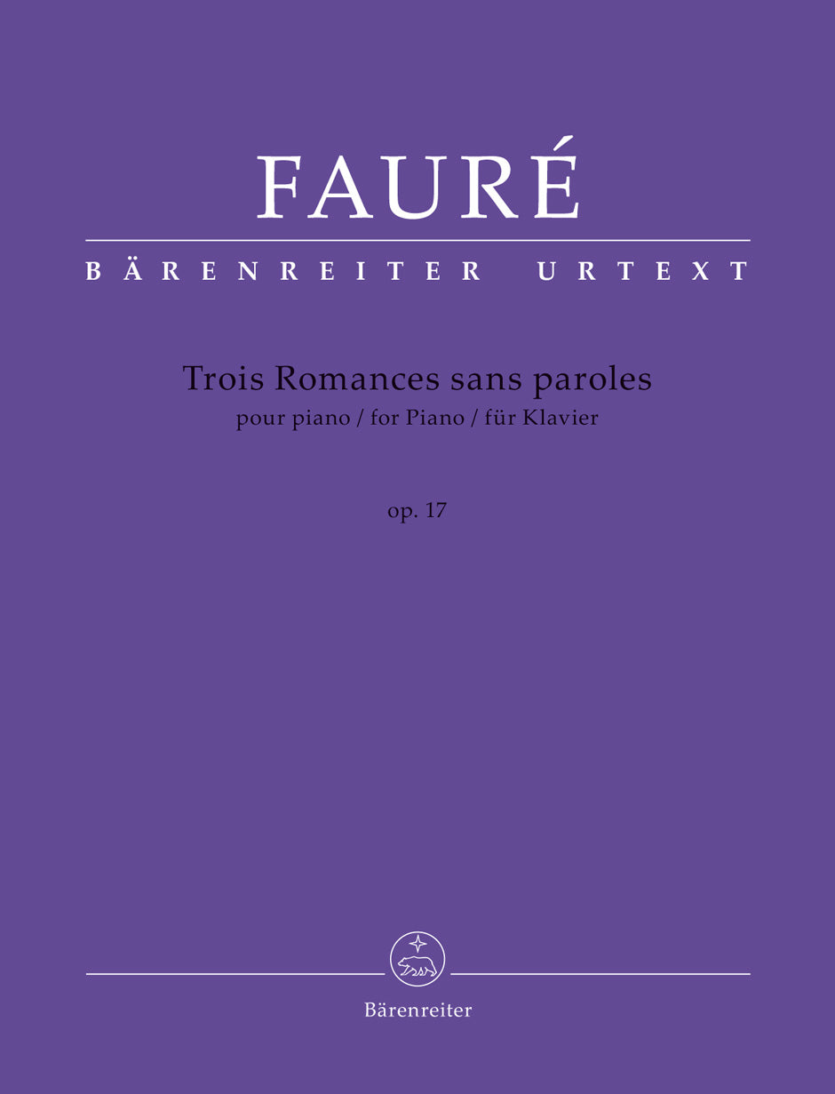 Faure Trois Romances sans paroles for Piano op. 17