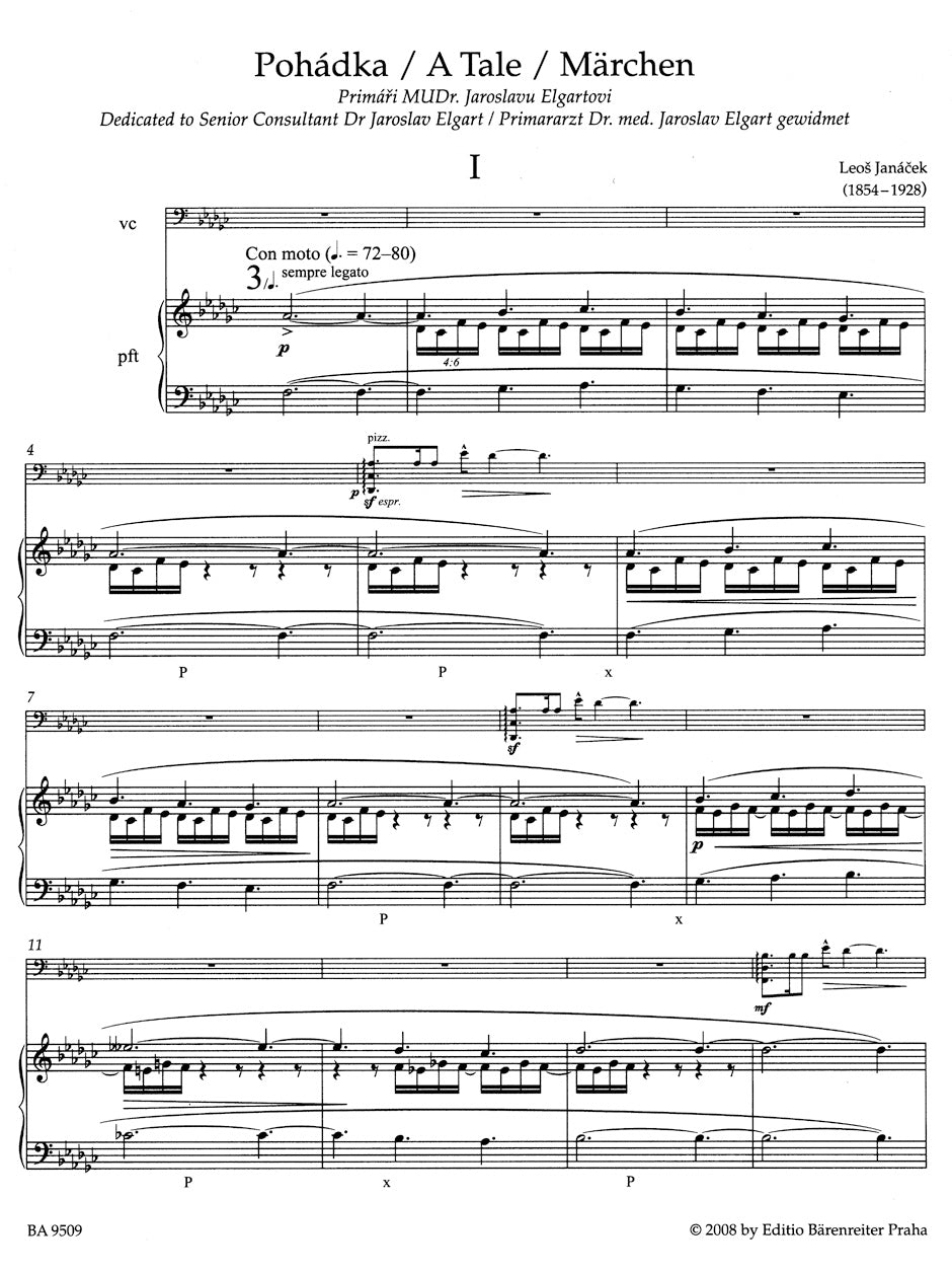 Janacek Works for Violoncello and Piano (With the original form of vier movements of "A Tale")