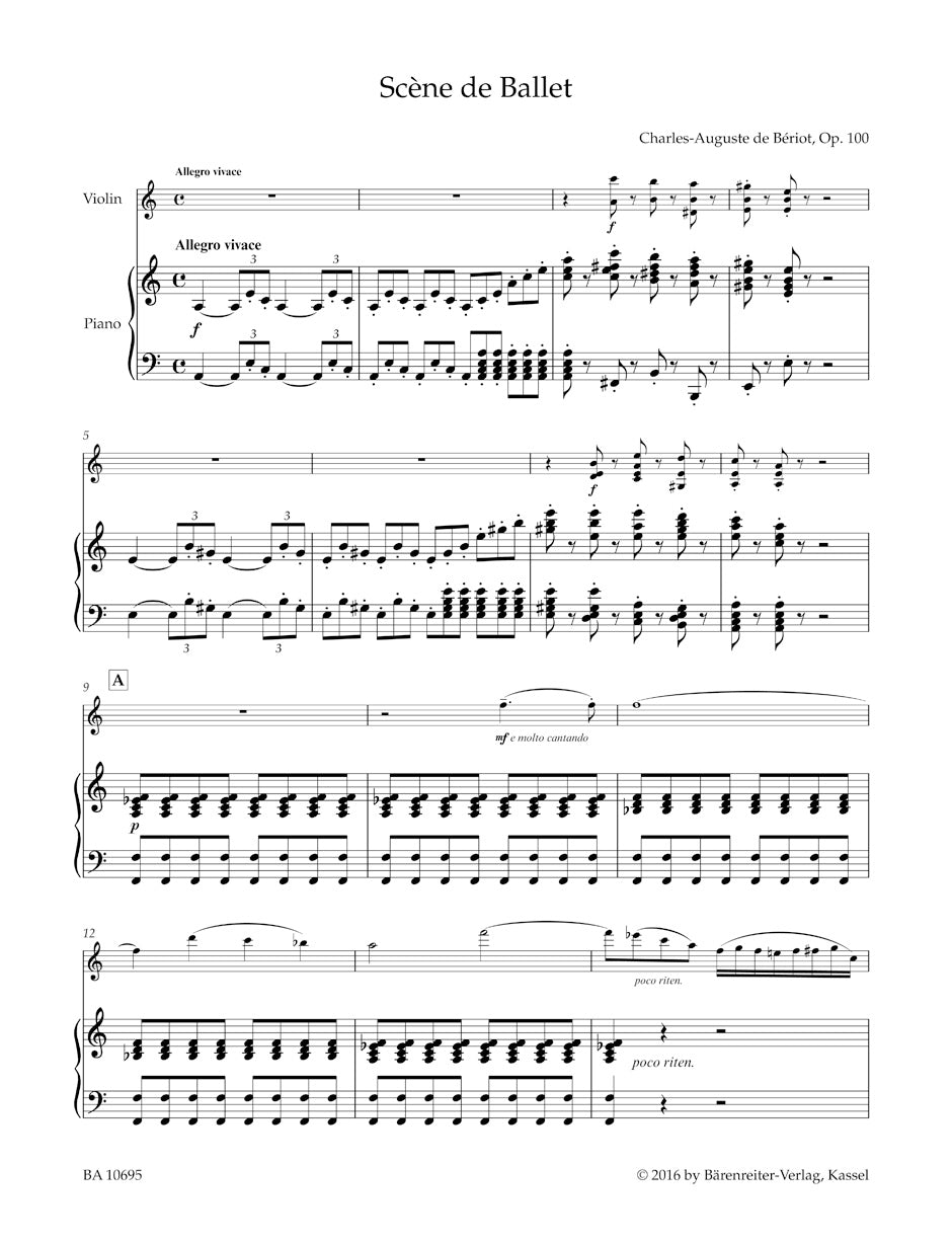 de Beriot Scene de Ballet op. 100 (Arranged for Violin and Piano)