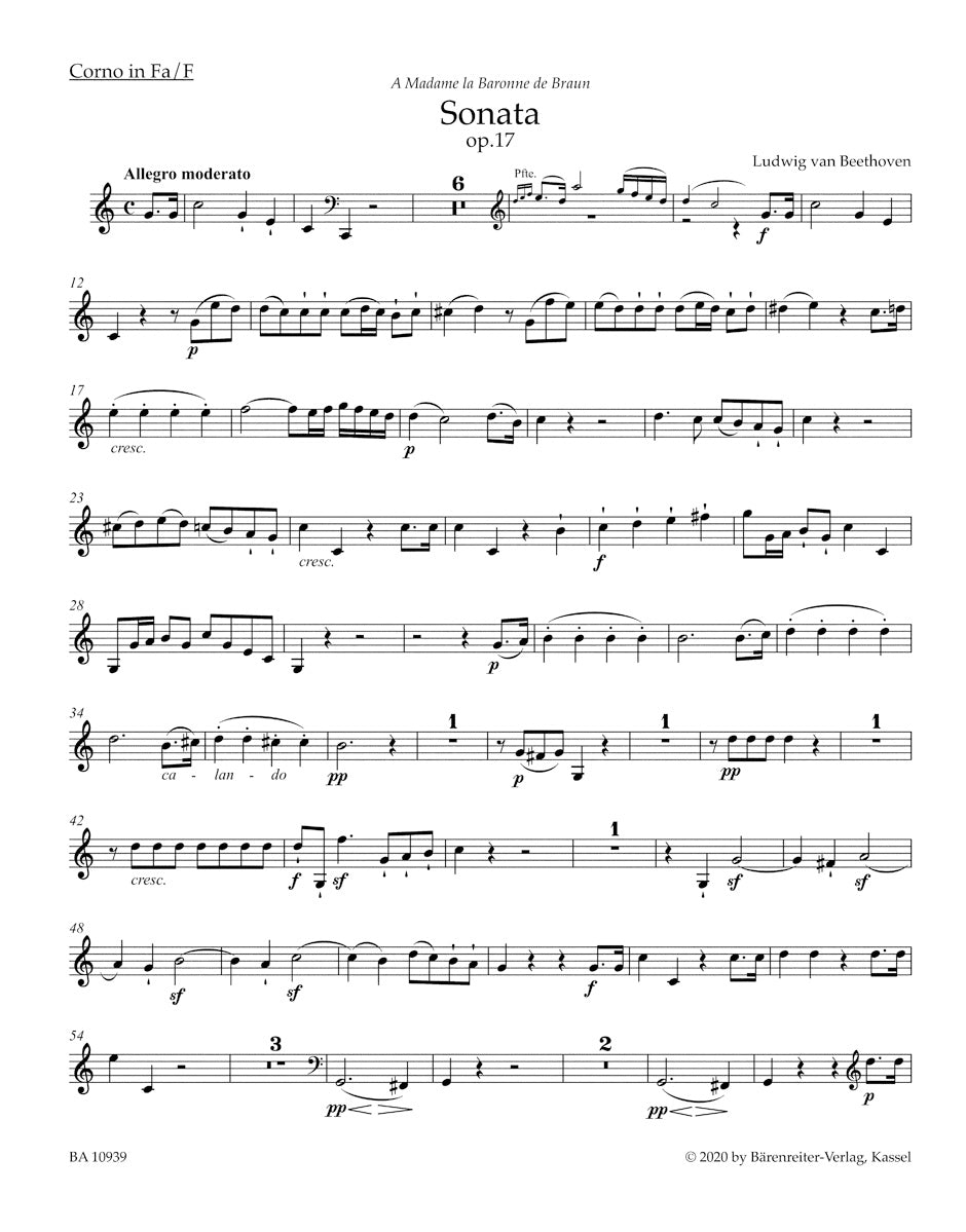 Beethoven Sonata for Pianoforte and Horn or Violoncello in F major op. 17