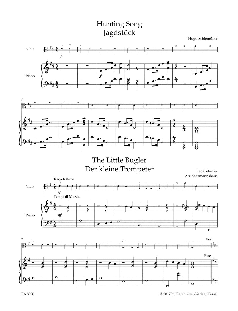 Sassmannshaus Viola Recital Album, Volume 1 -9 Recital Pieces in First Position for Viola and Piano or Two Violas-