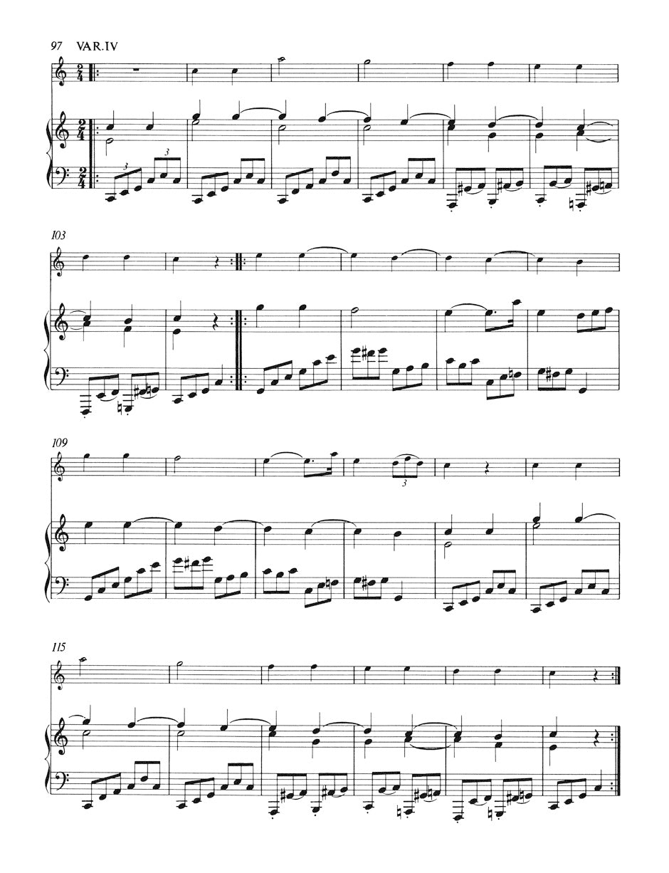 Mozart Twelve Variations on the French Song "Ah, vous dirai-je Maman" based on K. 265 (300e) for Flute and Piano (Harpsichord)