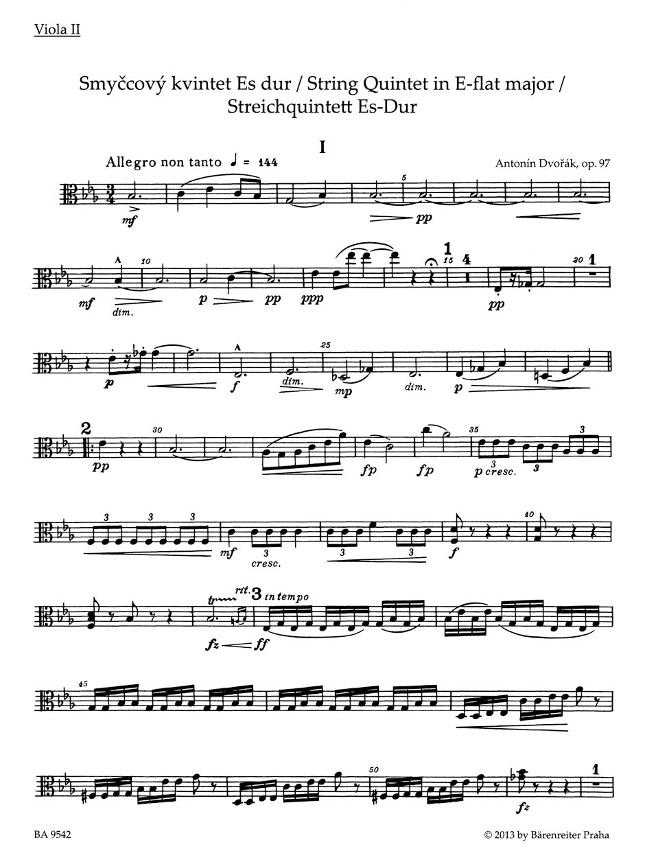 Dvorak String Quintet in E flat major Opus 97