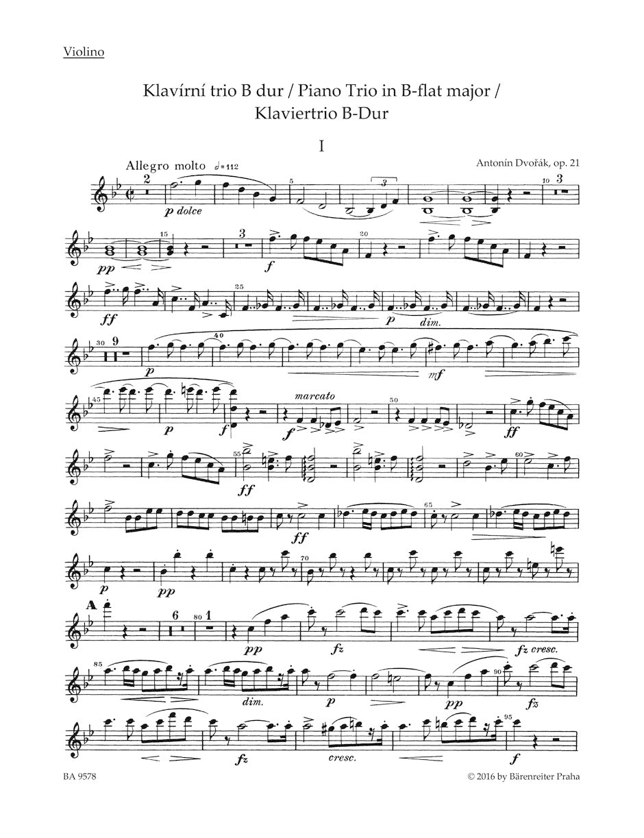 Dvorak Piano Trio in B flat major Opus 21