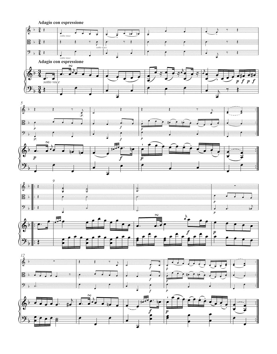 Beethoven Three Quartets for Pianoforte, Violin, Viola and Violoncello WoO 36