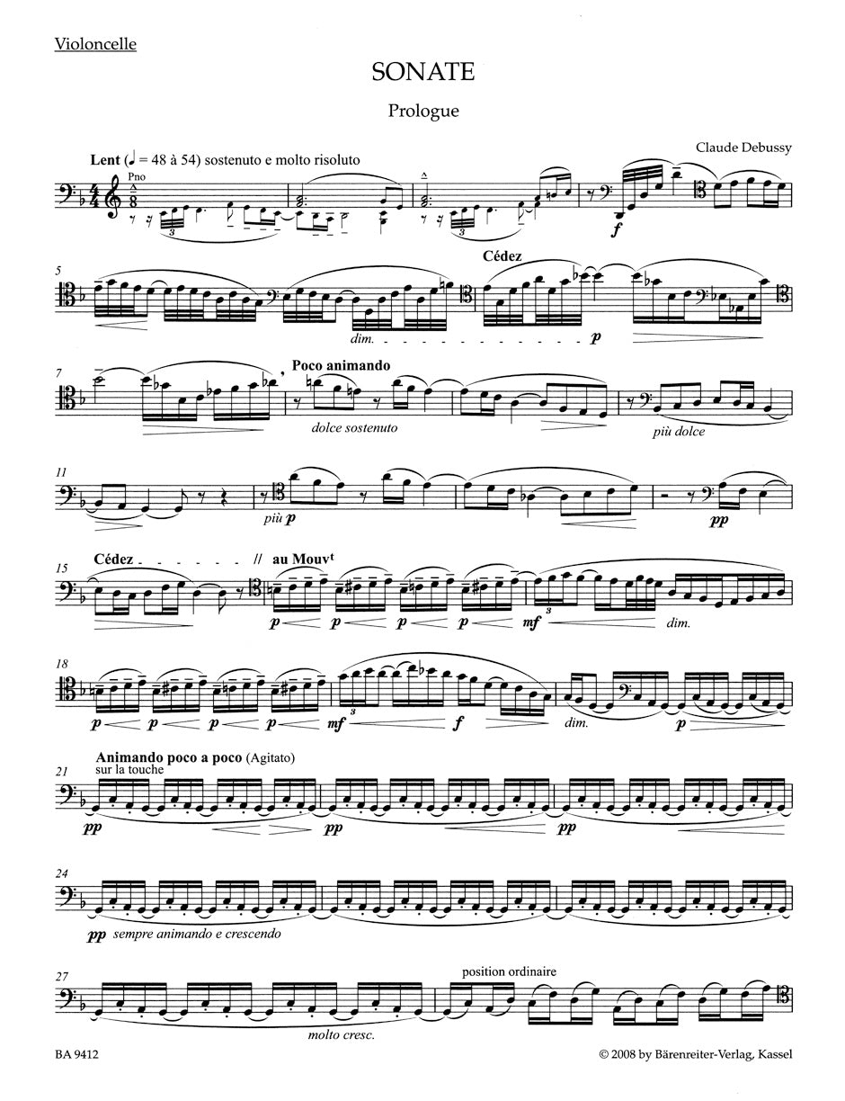 Debussy Sonata for Violoncello and Piano