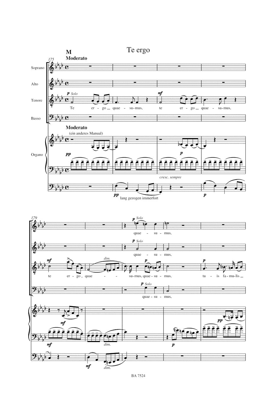 Bruckner Te Deum WAB 45 (arranged for soloists (SATB), Mixed choir (SATB) and organ)