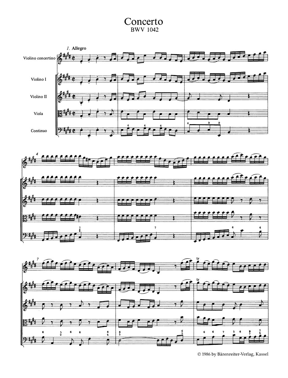 Bach Concertos in A minor and E major for Violin and Orchestra BWV 1041, BWV 1042 Study Score