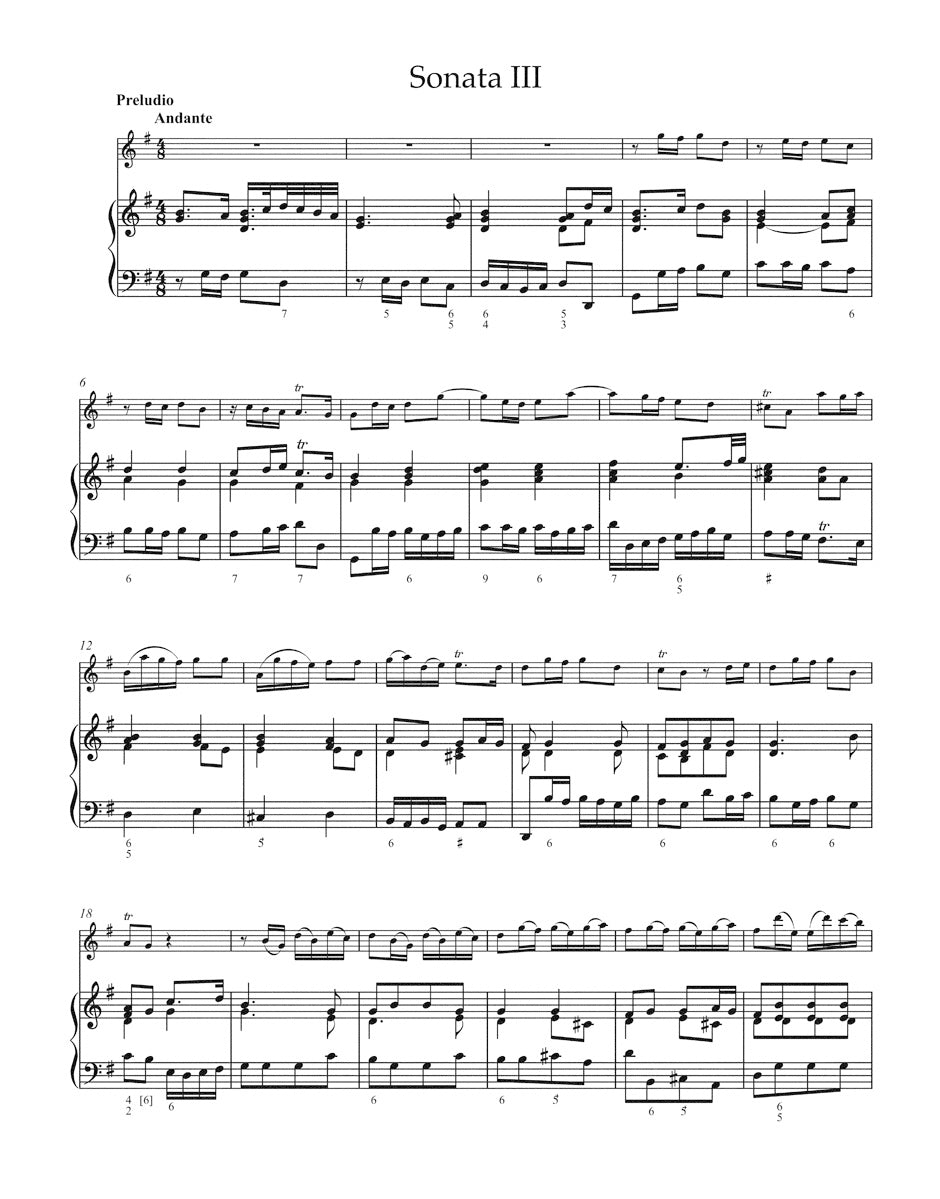 Chedeville Il Pastor Fido -Six Sonatas for Musette, Hurdy Gurdy, Flute, Oboe or Violin and Basso continuo- (attributed to Antonio Vivaldi)