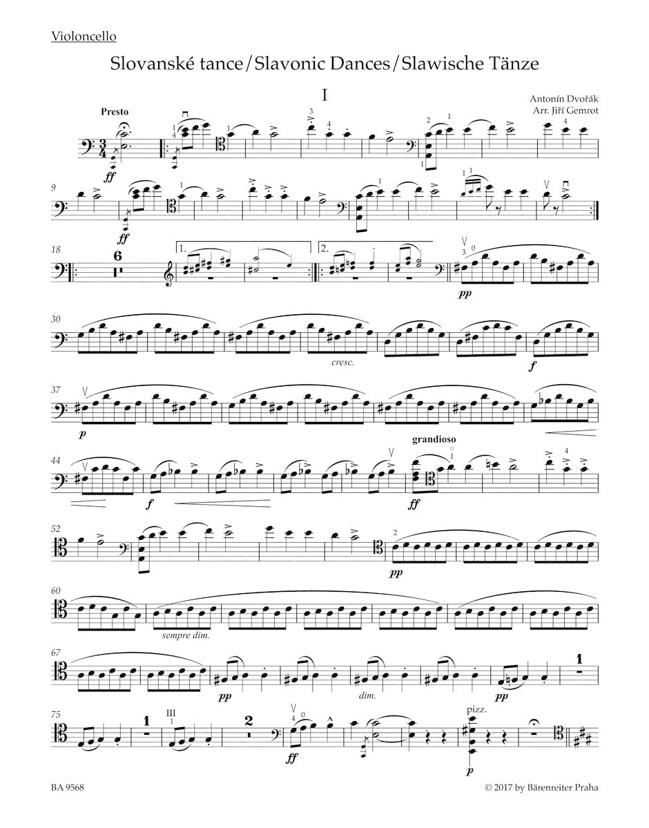 Dvorak Slavonic Dances op. 46 (Arranged for Violoncello and Piano)