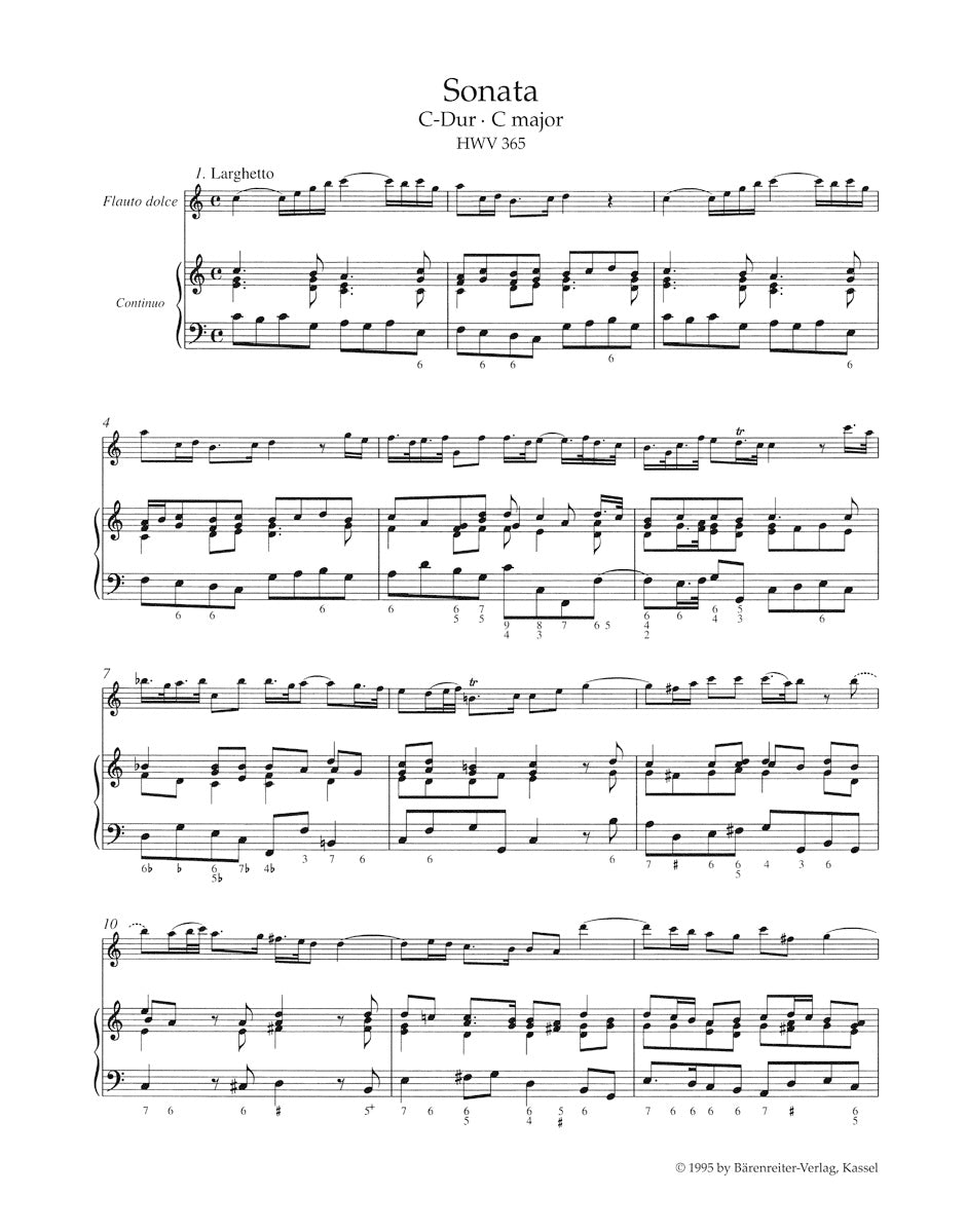 Handel Complete Sonatas for Recorder and Basso Continuo