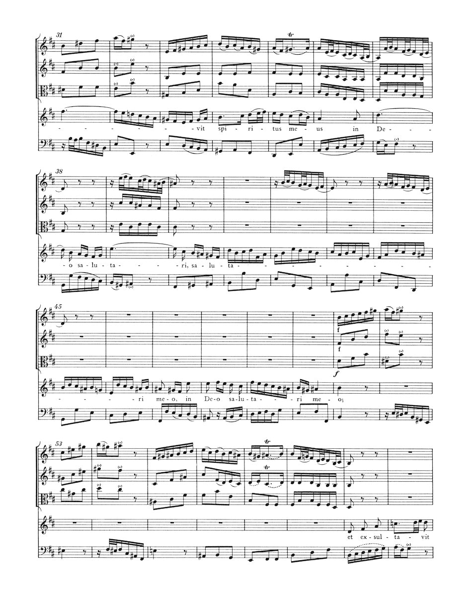 Bach Magnificat D major BWV 243 (2nd version with the 4 inserts from the E-flat major version (transposed))  Full Score